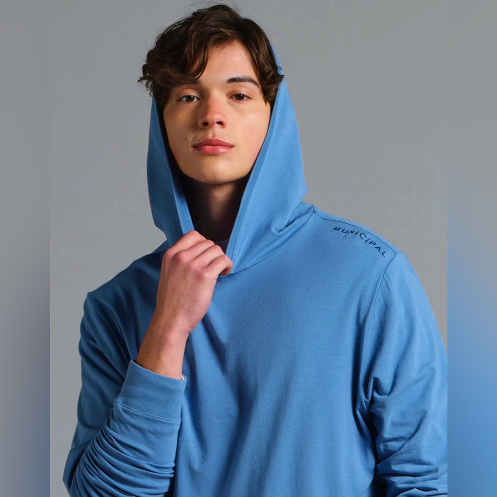 Municipal | Enduro Stretch LS Hooded T-Shirt in Denim